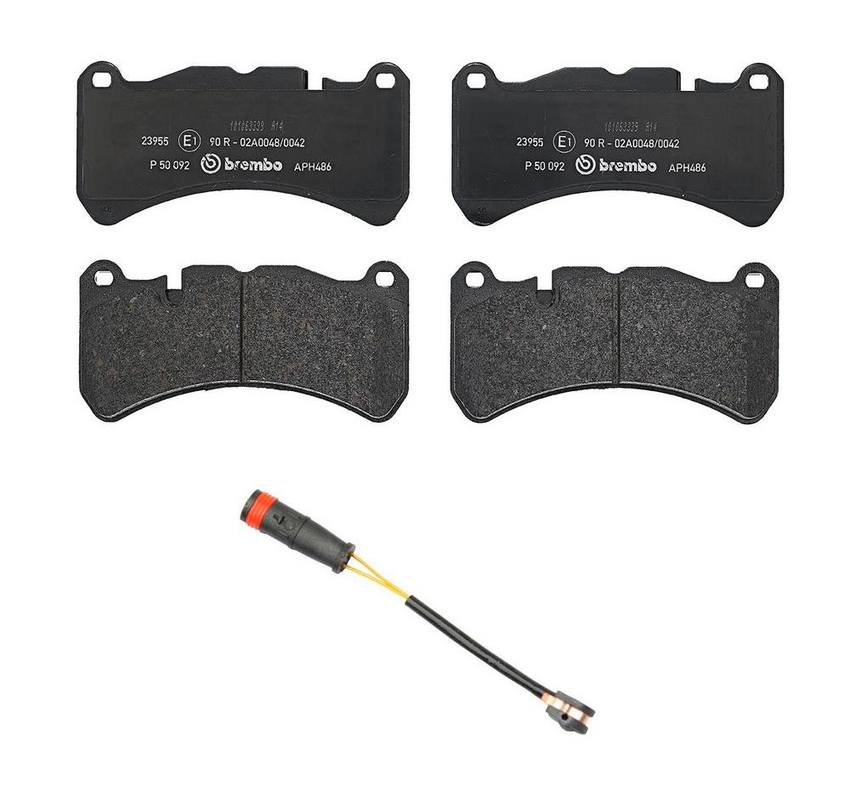 Mercedes Disc Brakes Kit -  Pads Front (Low-Met) (With Sensor) 005420392041 - Brembo 4190164KIT